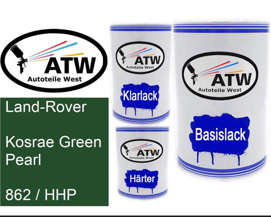 Land-Rover, Kosrae Green Pearl, 862 / HHP: 500ml Lackdose + 500ml Klarlack + 250ml Härter - Set, von ATW Autoteile West.